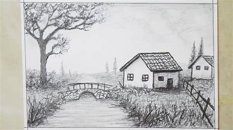 pencil sketch landscape|easy pencil drawings landscape.